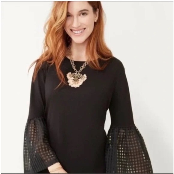 Elegant Black Bell Sleeve Blouse - Picture 2 of 4